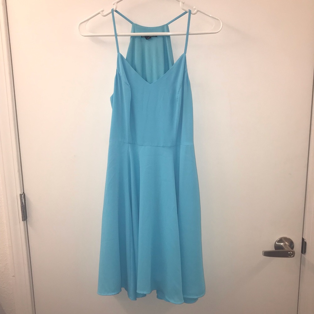 Sky Blue Chiffon Fit and Flare Dress